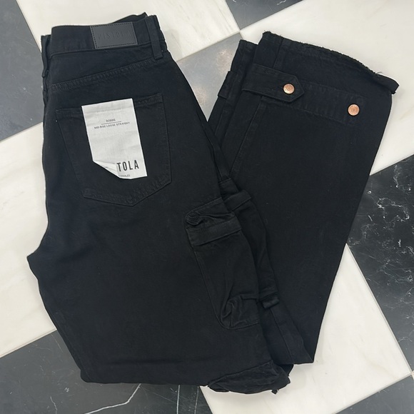 NWT Pistola Revolve Bobbie Mid Rise Loose Fit Cargo Utility Pants Abyss Black 29 - Picture 5 of 5